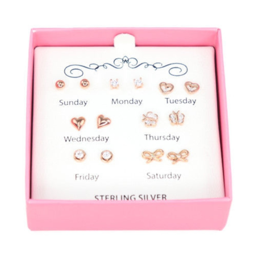 18K Gold/Sterling Silver Polished & Crystal Studs